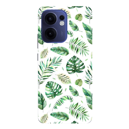 Oppo Reno13 FS Green laves 2 Transparent Silicone TPU Θήκη